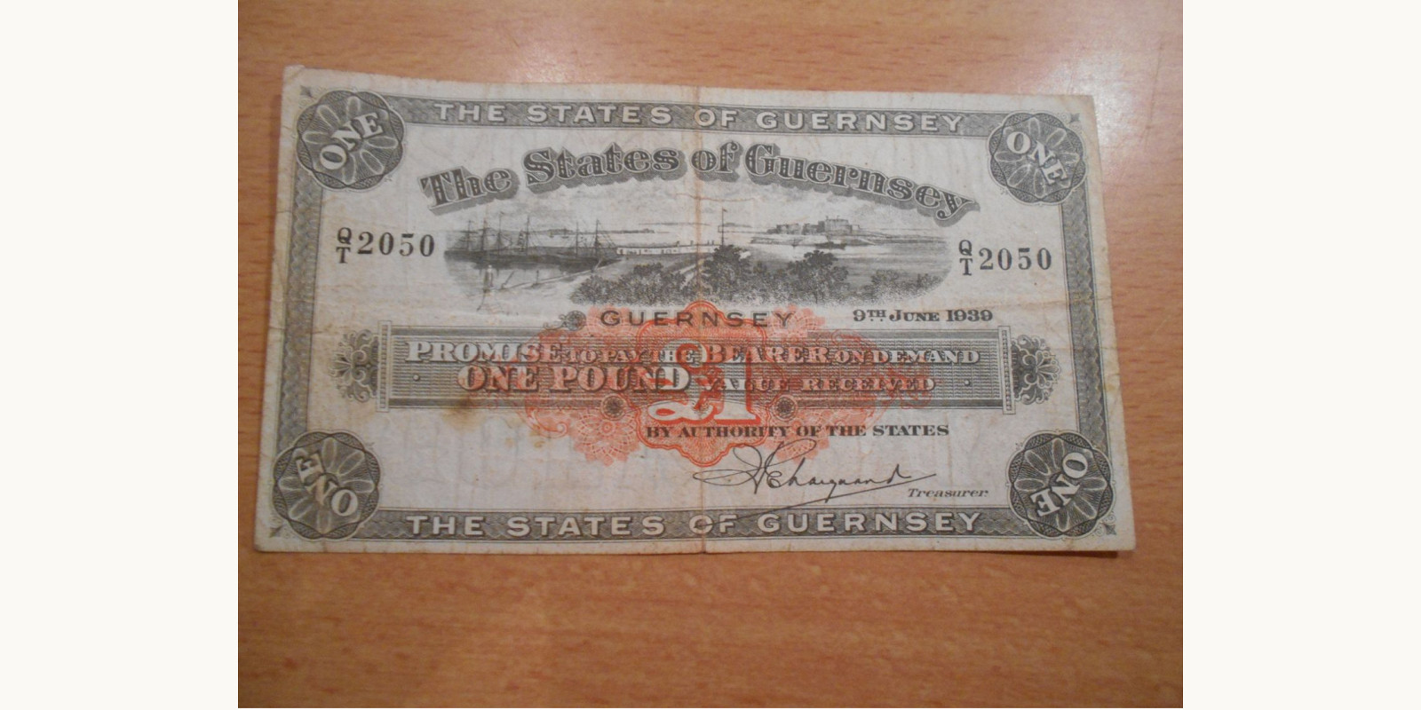 1 pounds Гернси 1939 — Лицевая сторона