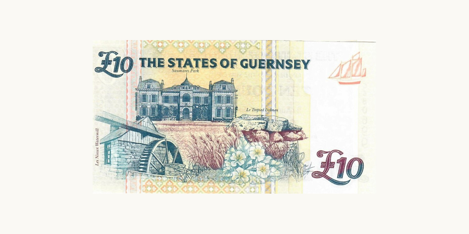 10 pounds Гернси 2022 — Оборотная сторона