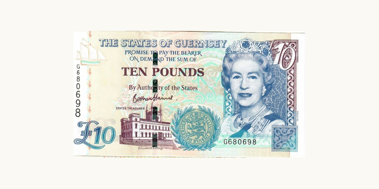 10 pounds Гернси 2022 — Лицевая сторона