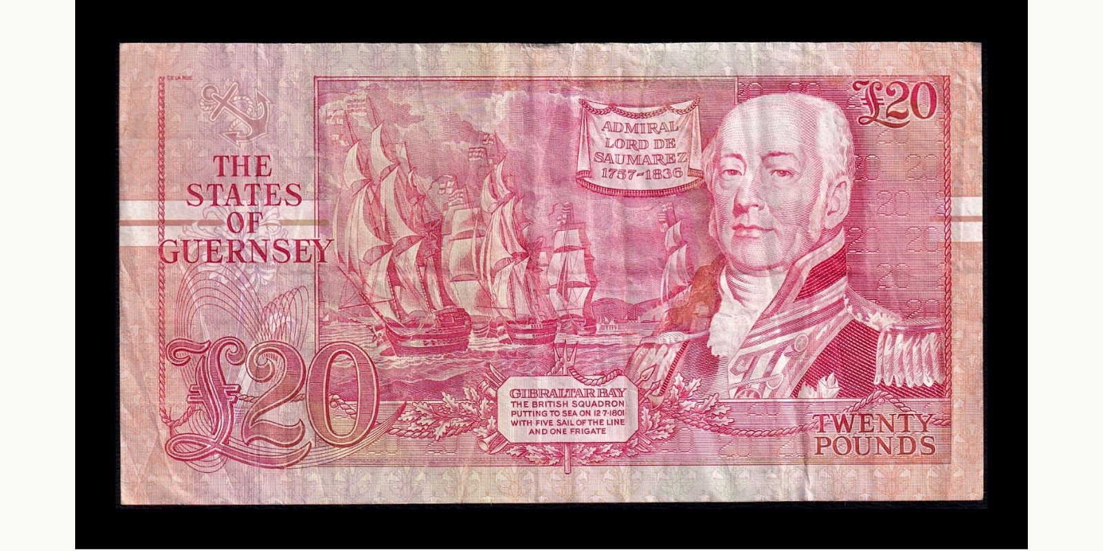 20 pounds Гернси 1989 — Оборотная сторона