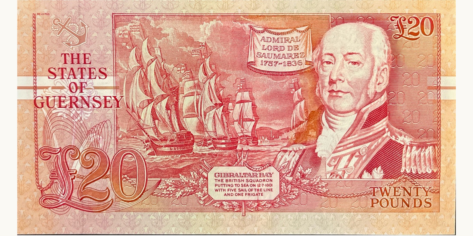 20 pounds Гернси 1991 — Оборотная сторона