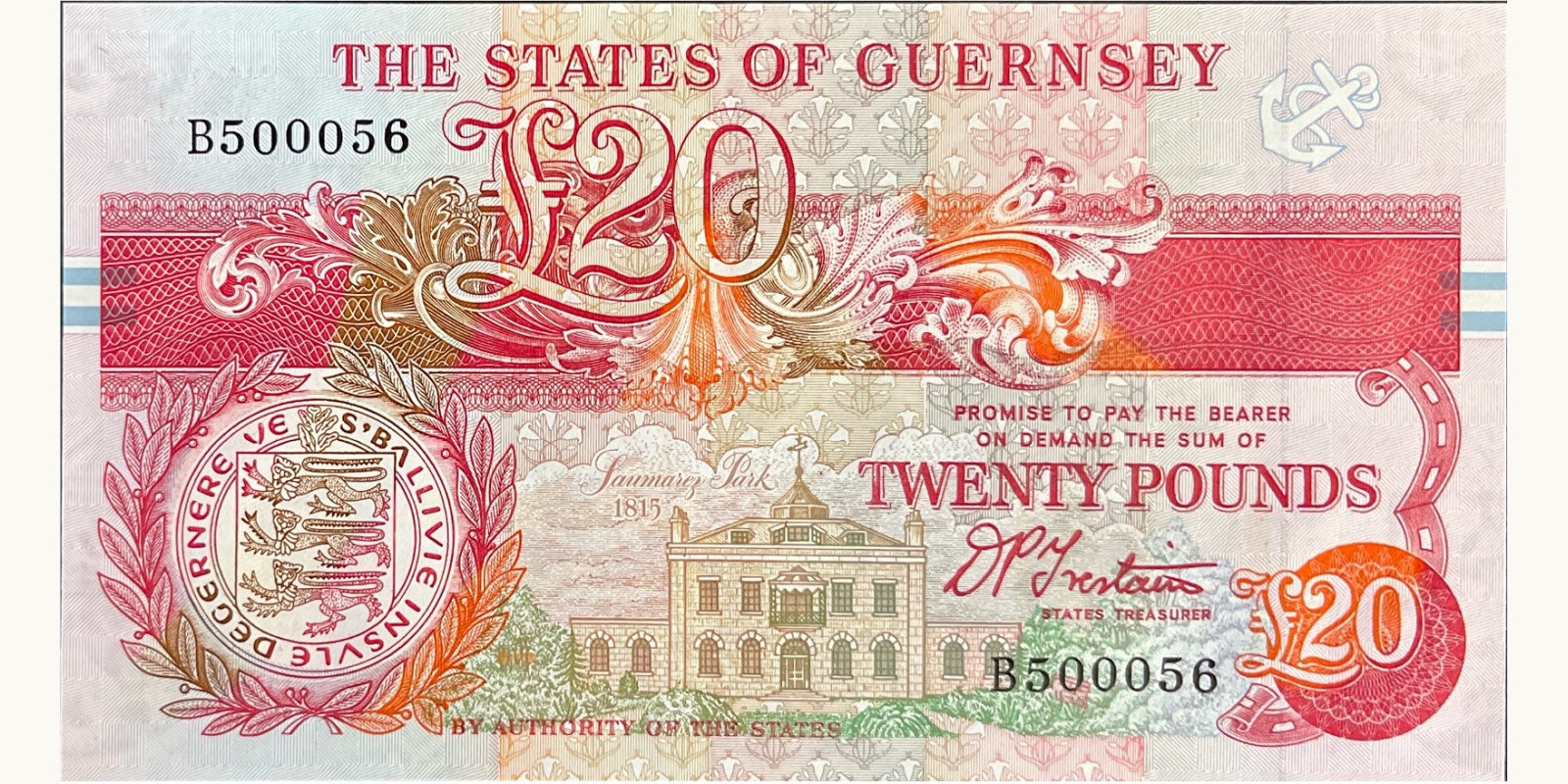20 pounds Гернси 1991 — Лицевая сторона