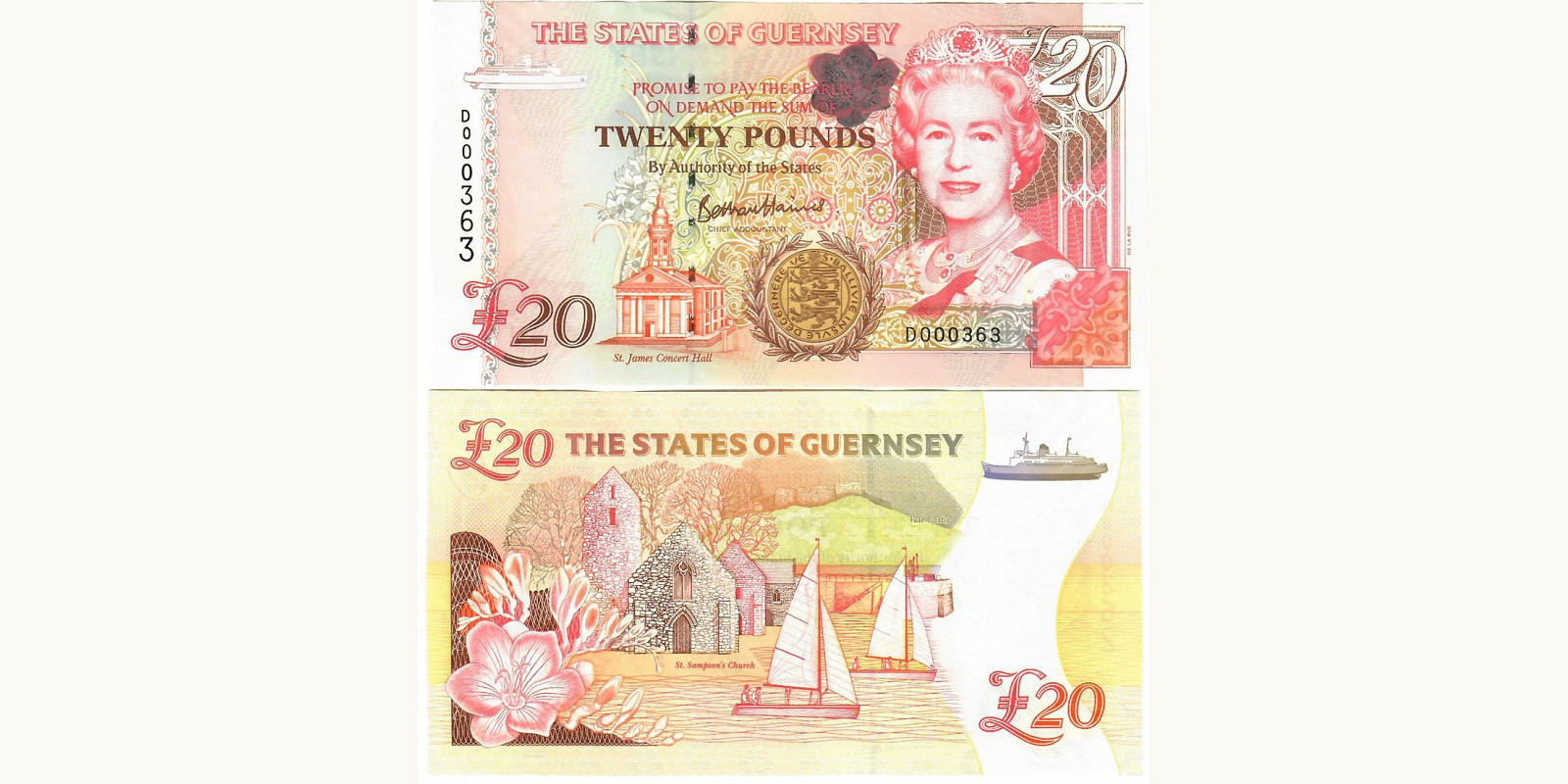 20 pounds Guernsey 2009 — Front side