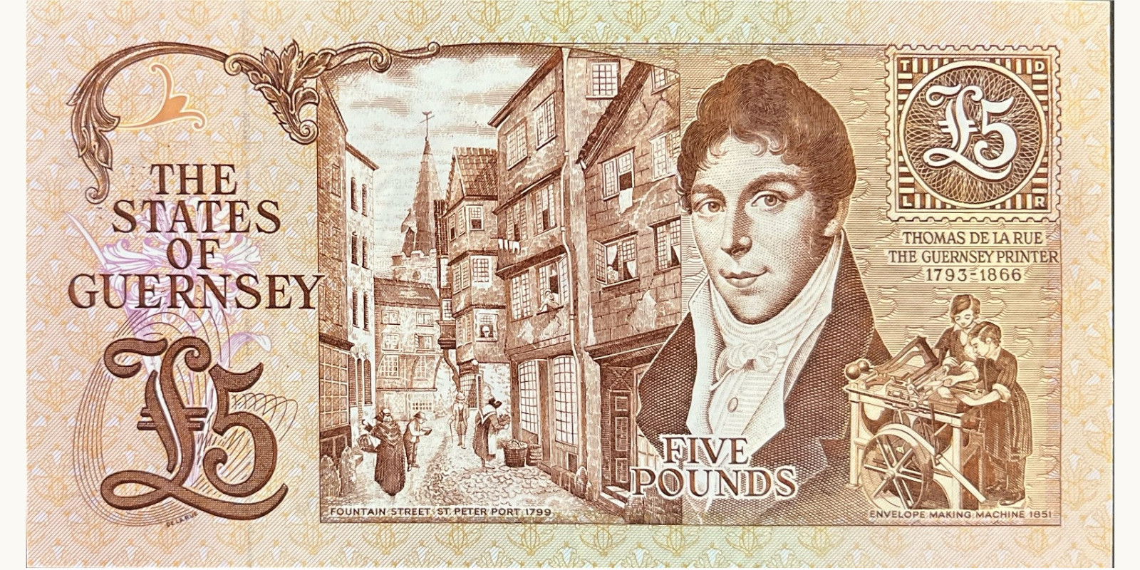 5 pounds Гернси 1990 — Оборотная сторона