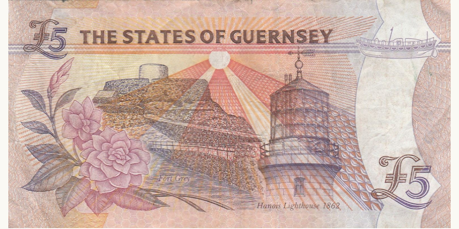 5 pounds Guernsey 1991 — Back side