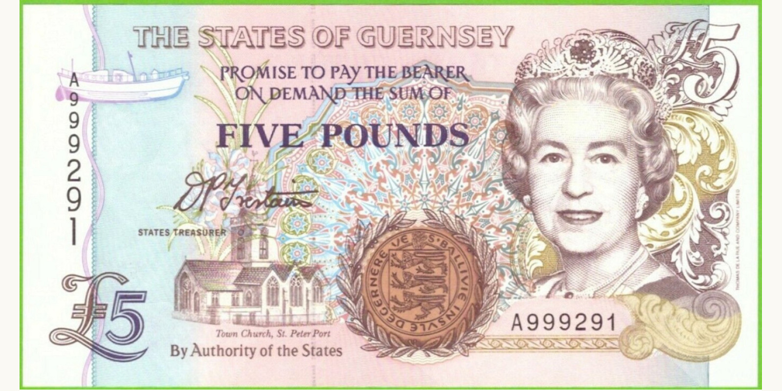 5 pounds Guernsey 1996 — Front side