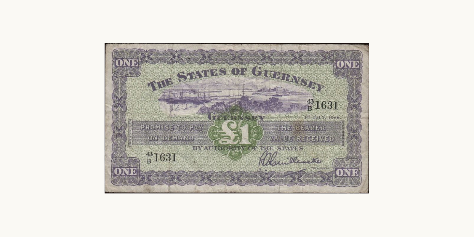 1 pounds Гернси 1966 — Лицевая сторона