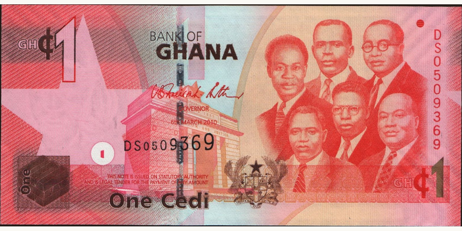 1 cedi Ghana 2010 — Front side