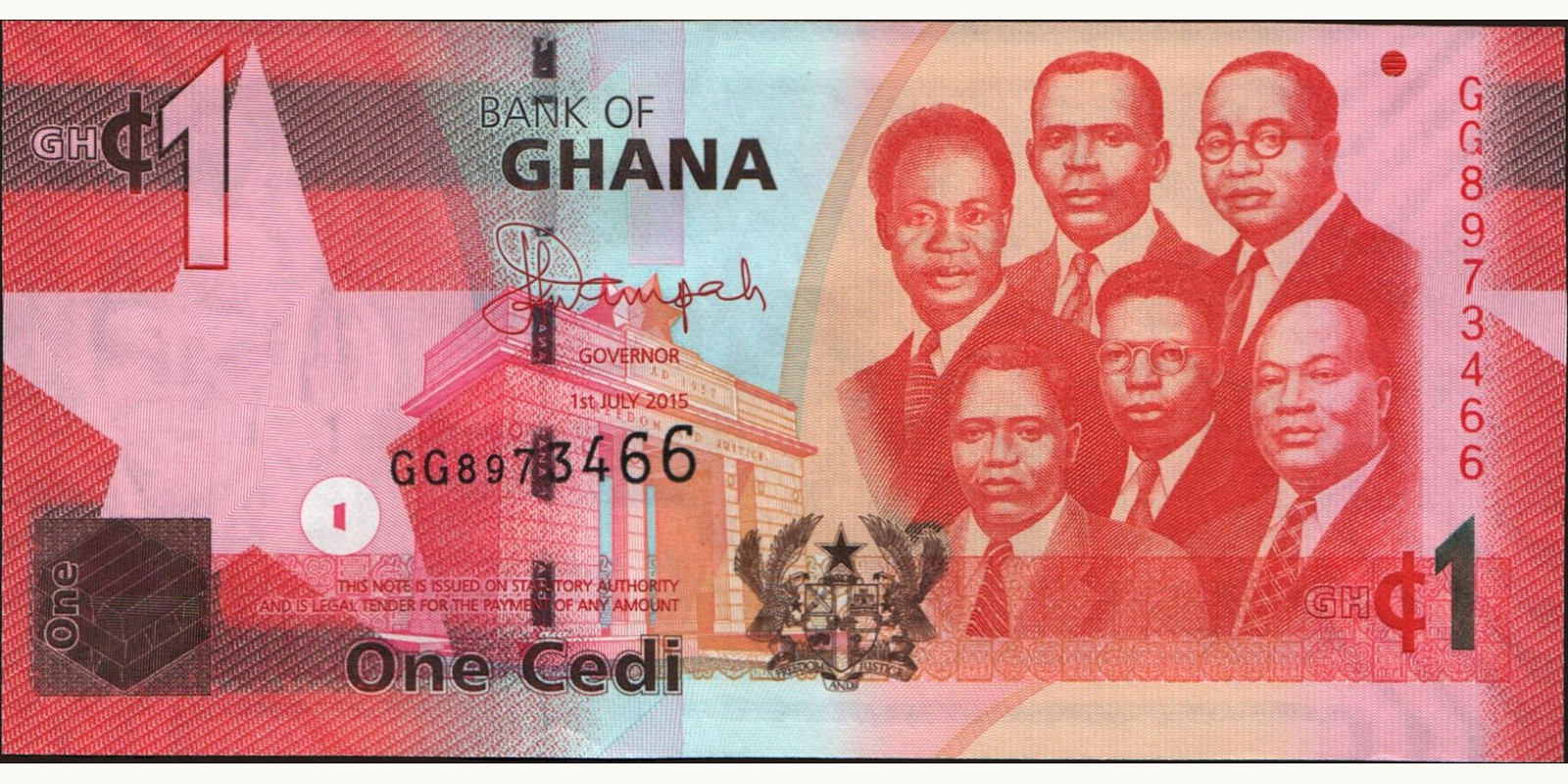 1 cedi Ghana 2015 — Front side