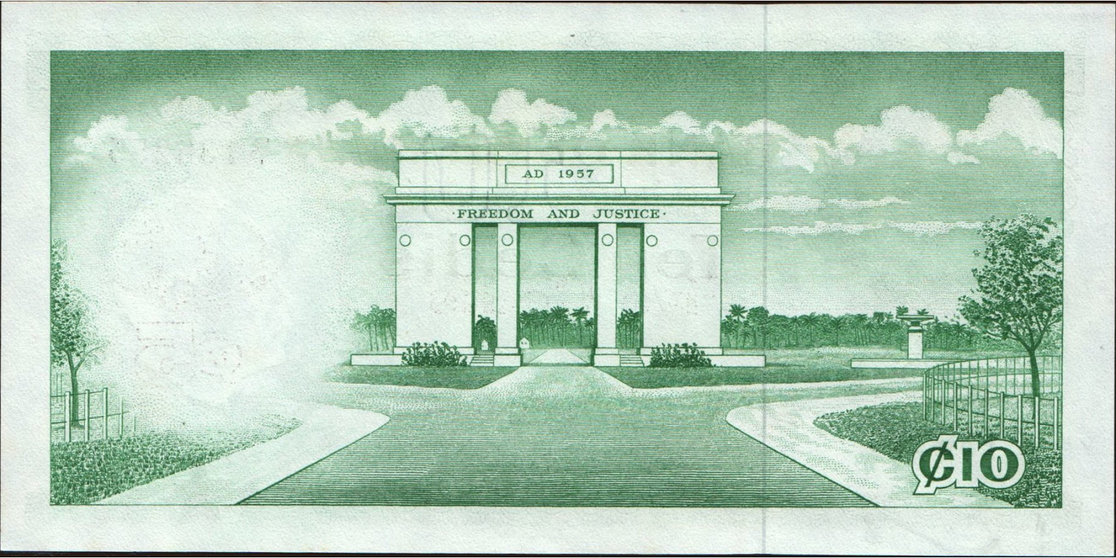 10 cedis Гана 1965 — Оборотная сторона