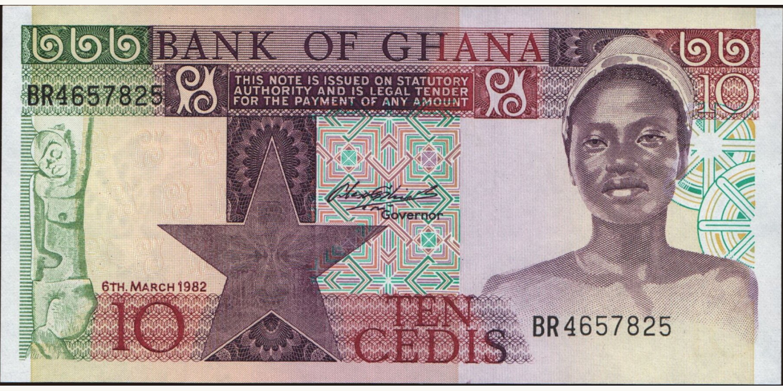 10 cedis Ghana 1982 — Front side