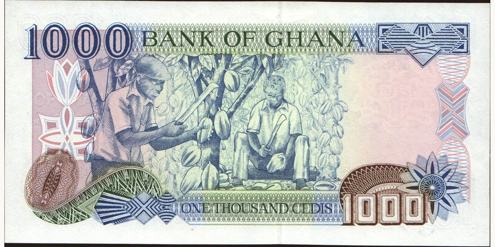1000 cedis Ghana 1999 — Back side