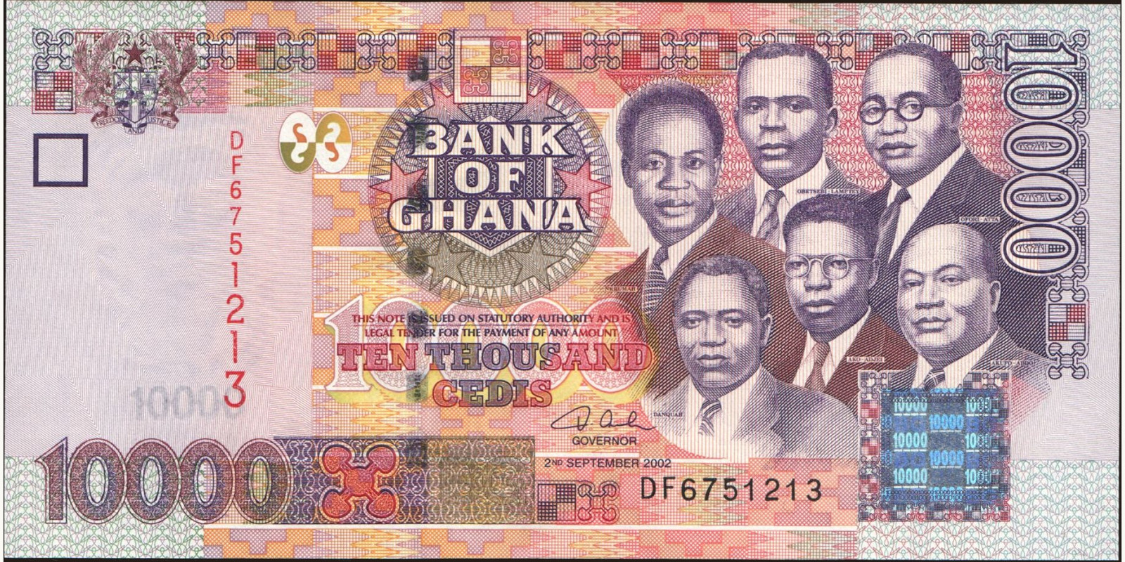 10000 cedis Ghana 2002 — Front side