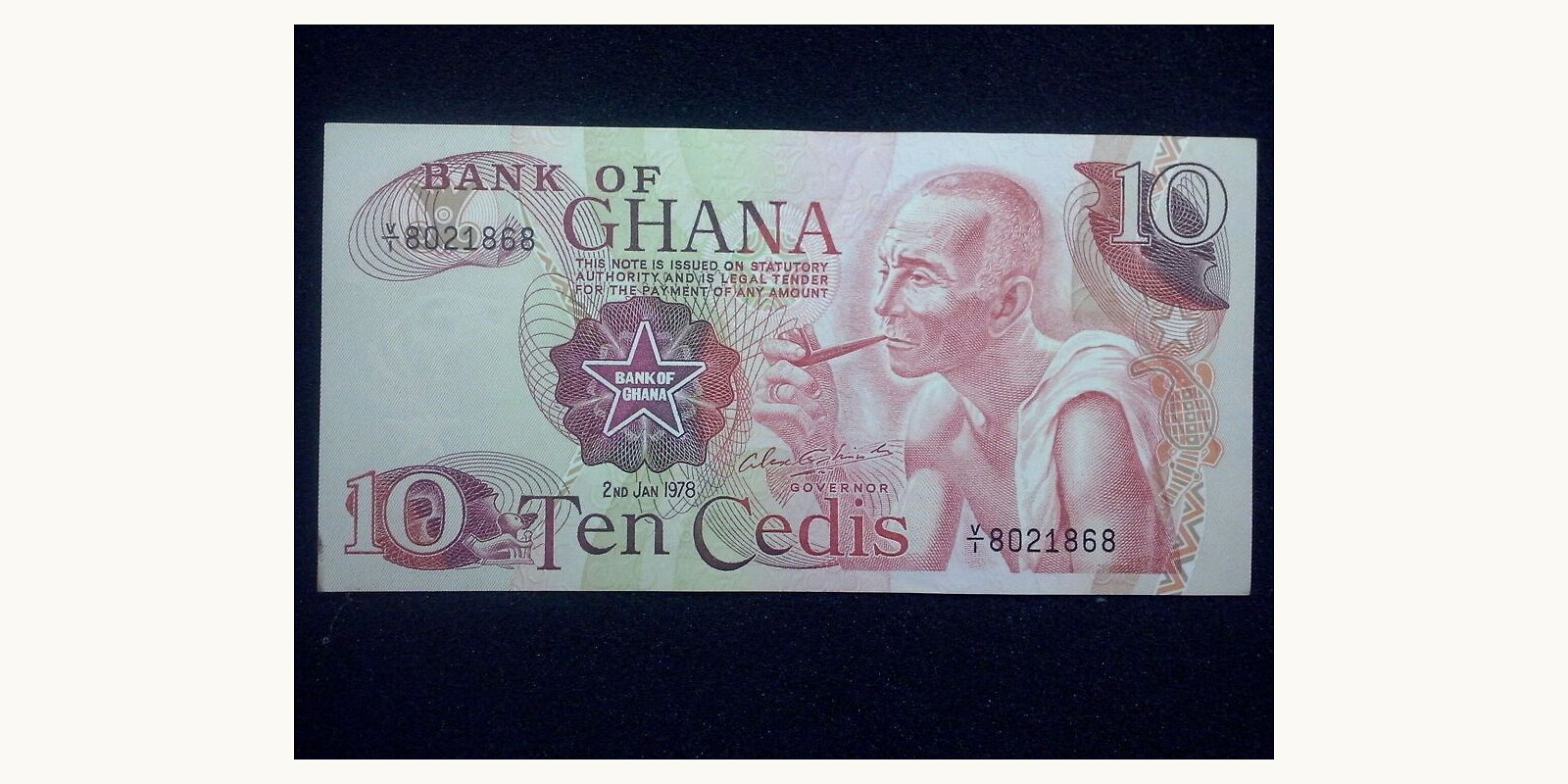 10 cedis Гана 1978 — Лицевая сторона