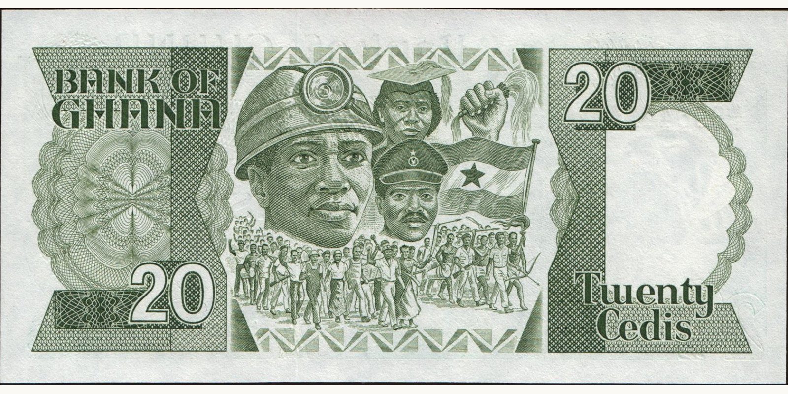 20 cedis Гана 1984 — Оборотная сторона
