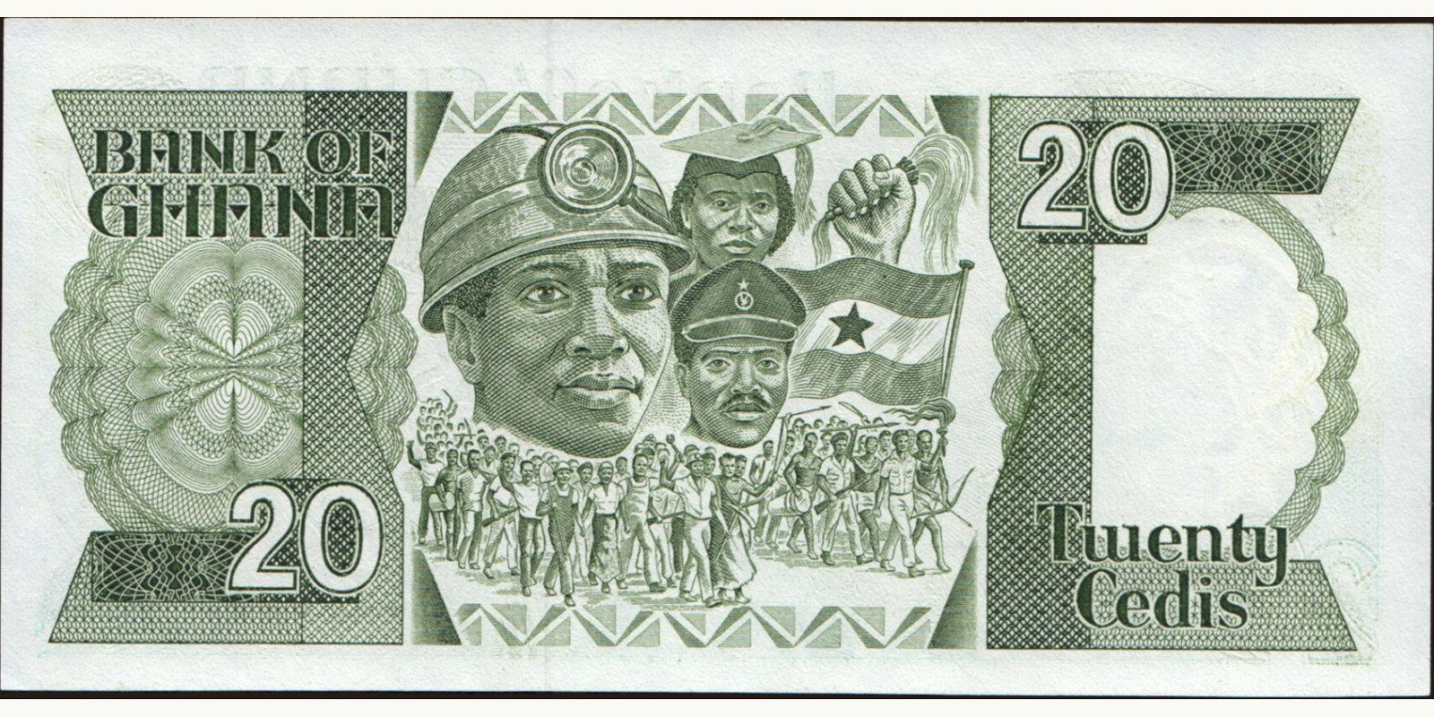 20 cedis Гана 1986 — Оборотная сторона
