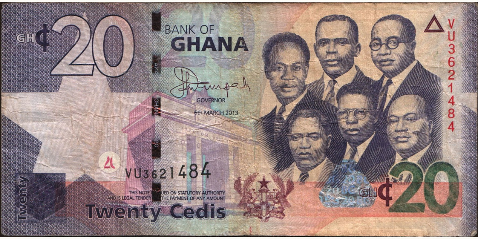 20 cedis Ghana 2013 — Front side