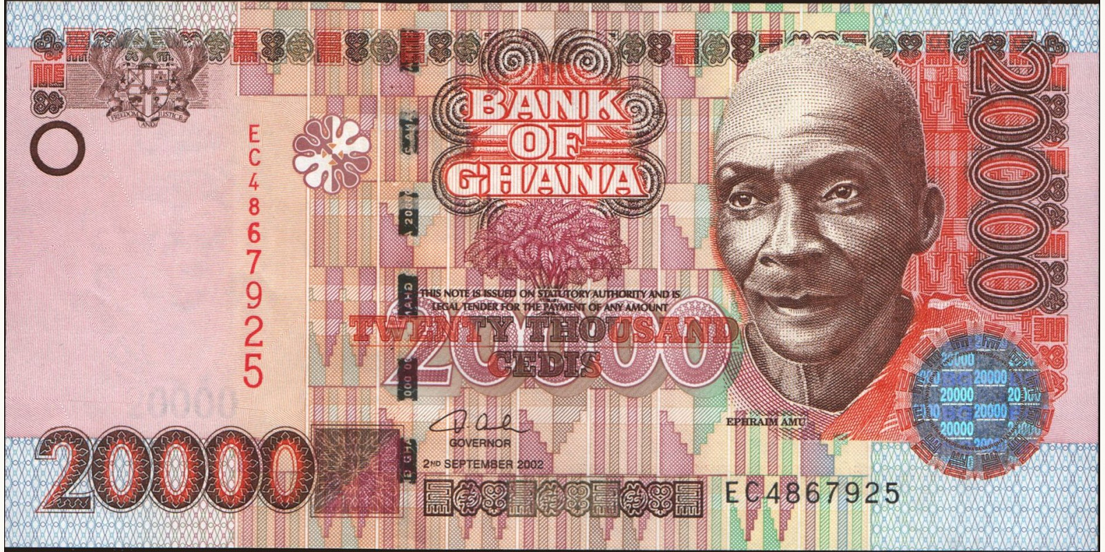 20000 cedis Гана 2002 — Лицевая сторона