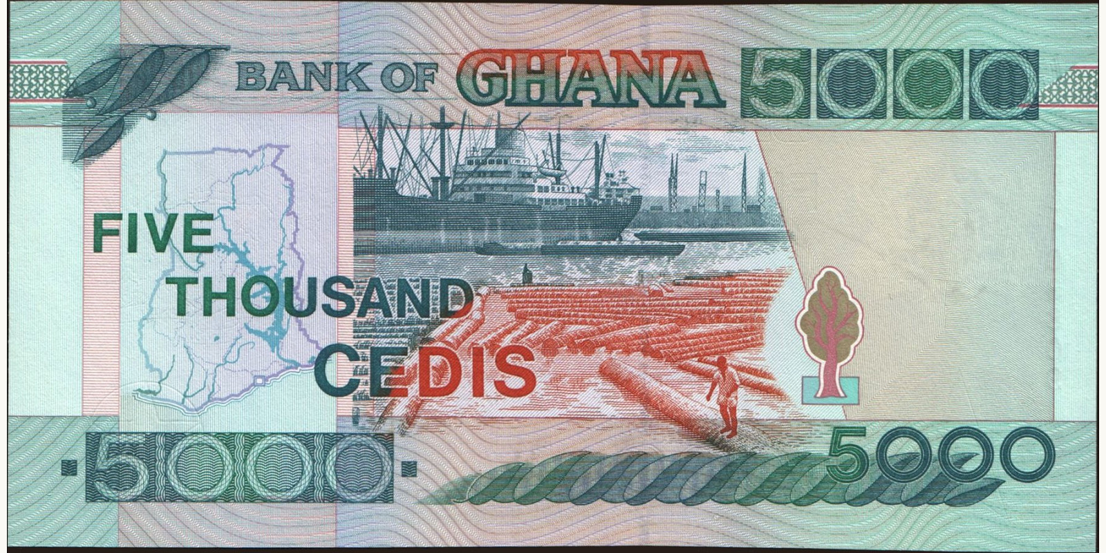 5000 cedis Ghana 1997 — Back side