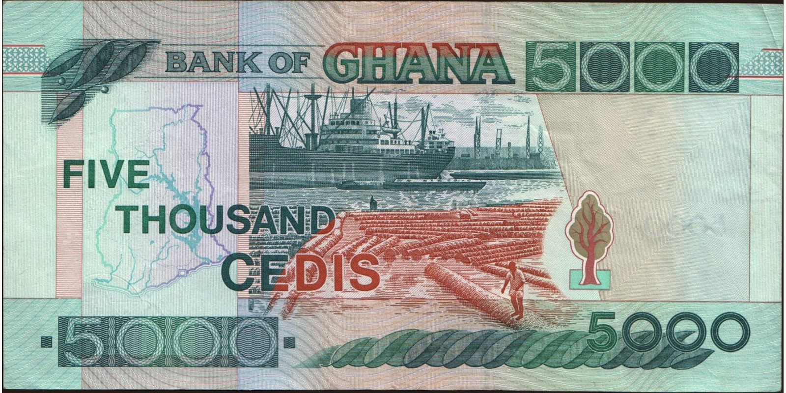 5000 cedis Ghana 2006 — Back side