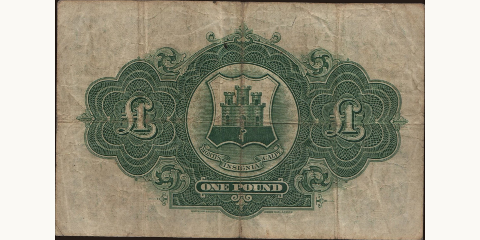 1 pounds Гибралтар 1927 — Оборотная сторона