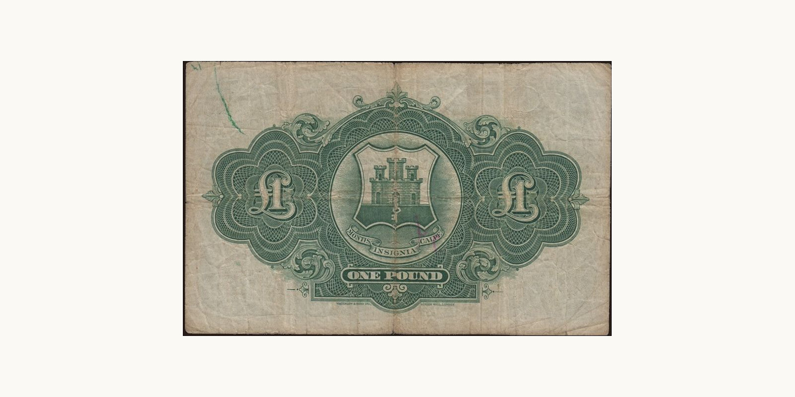 1 pounds Гибралтар 1954 — Оборотная сторона