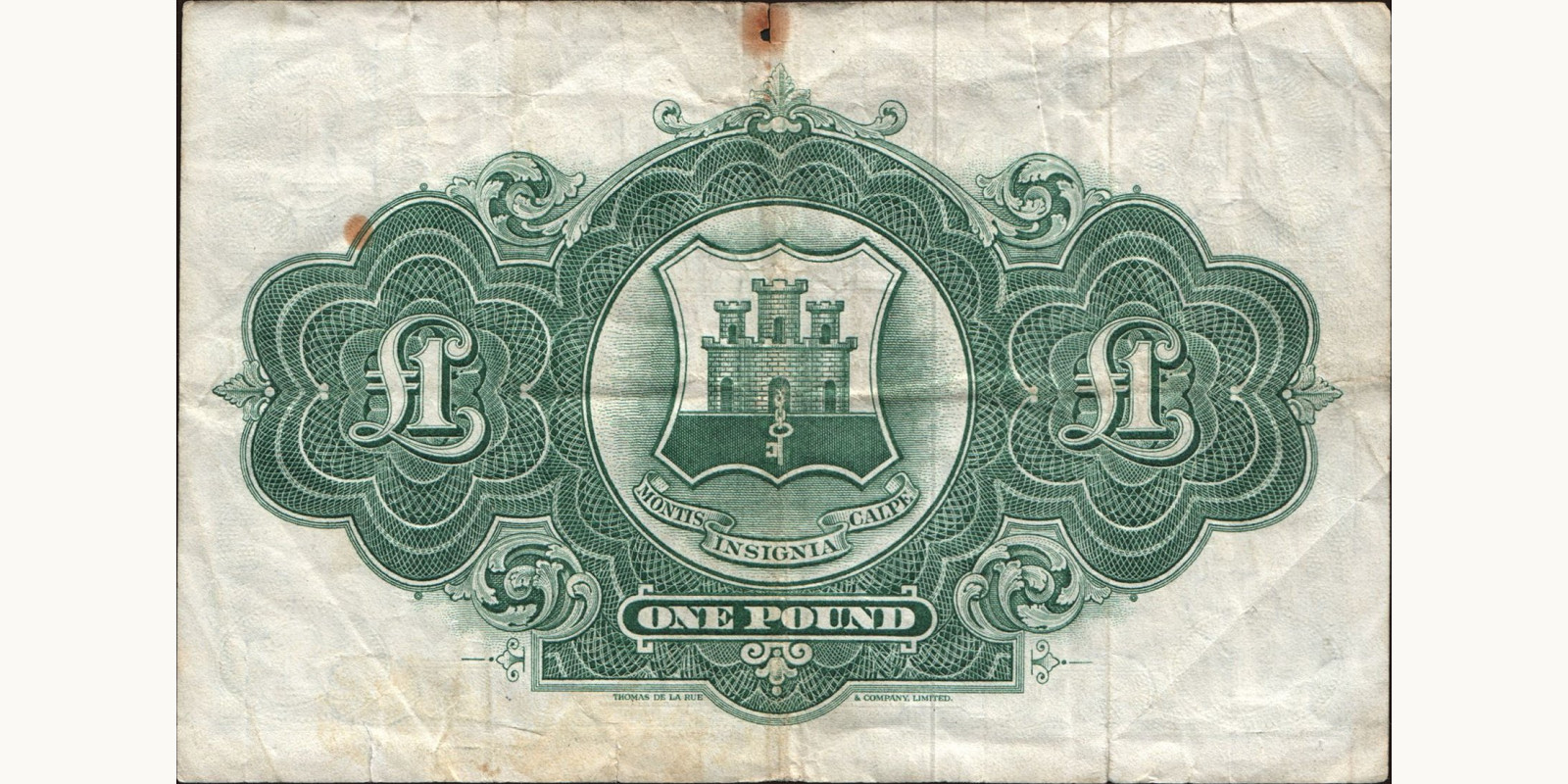 1 pounds Gibraltar 1958 — Back side