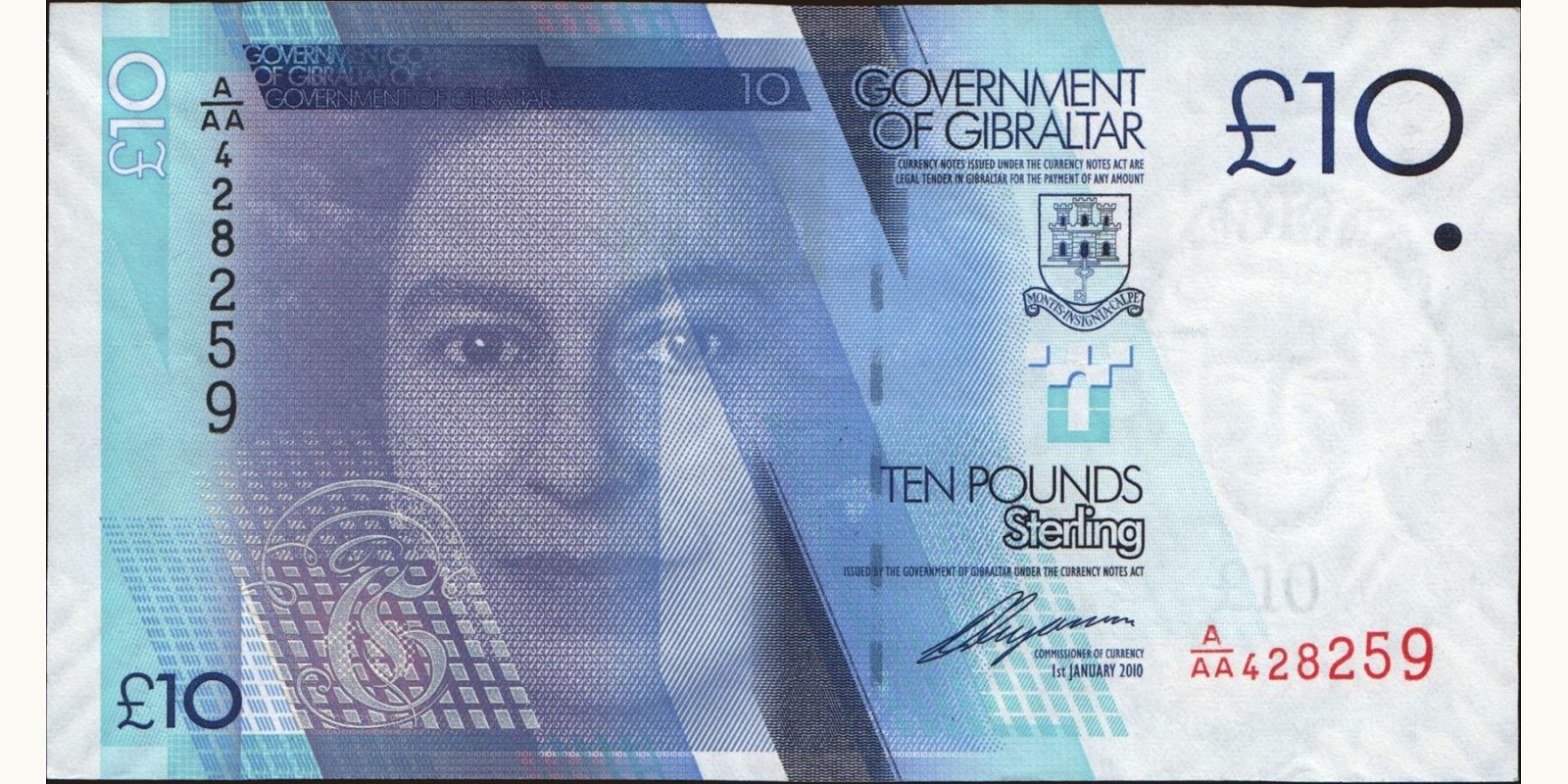 10 pounds Гибралтар 2010 — Лицевая сторона