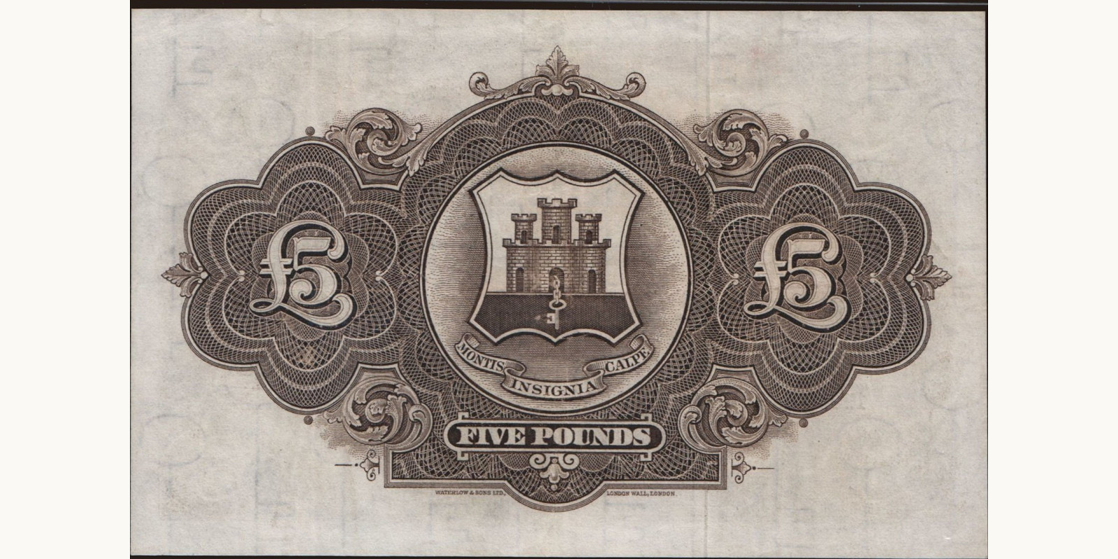 5 pounds Gibraltar 1954 — Back side