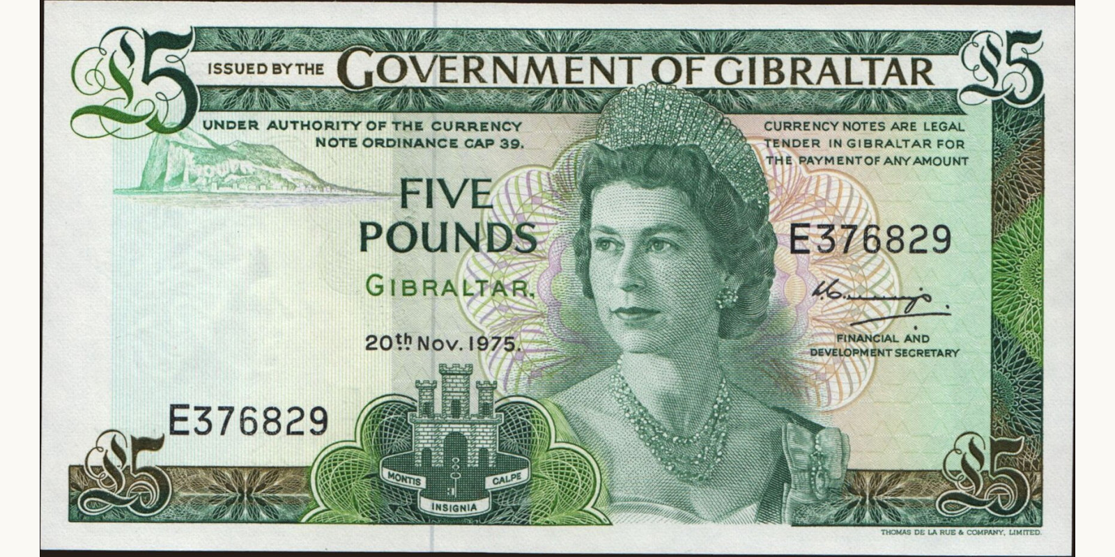 5 pounds Gibraltar 1975 — Front side