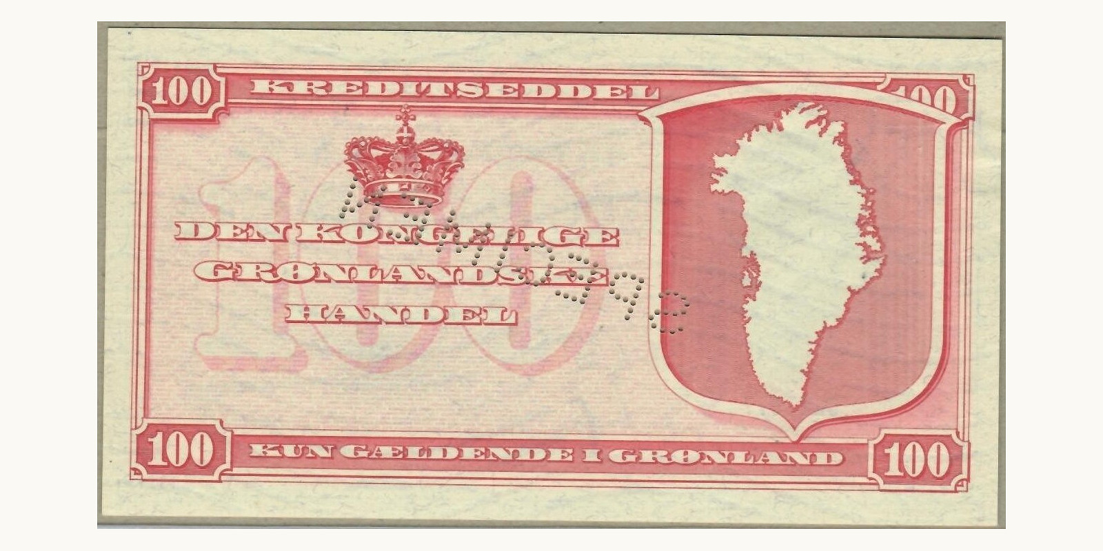 100 Kroner  Гренландия 1953 — Оборотная сторона