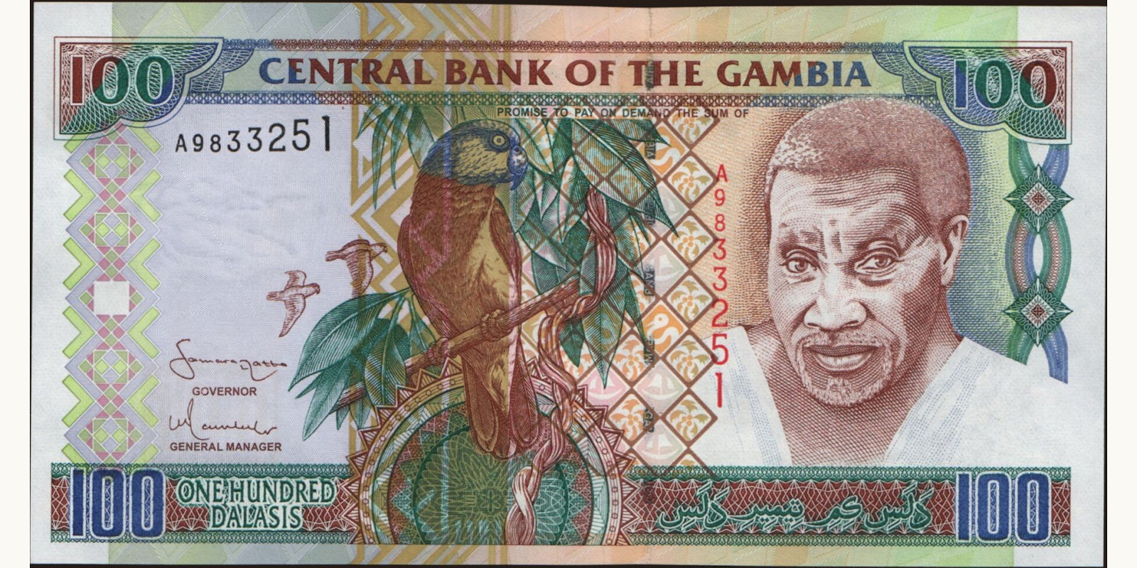 100 dalasis Gambia 2001 — Front side