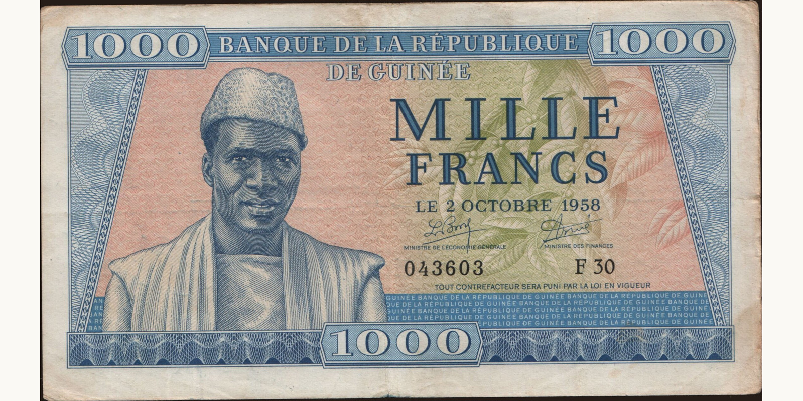 1000 franc 1958
