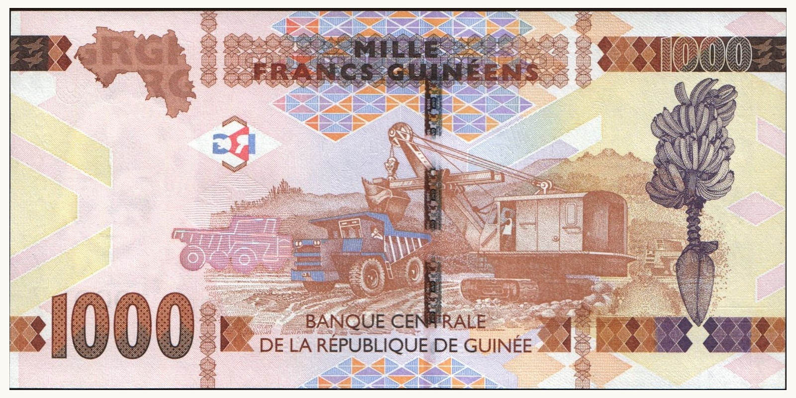 1000 franc Guinea 2017 — Back side