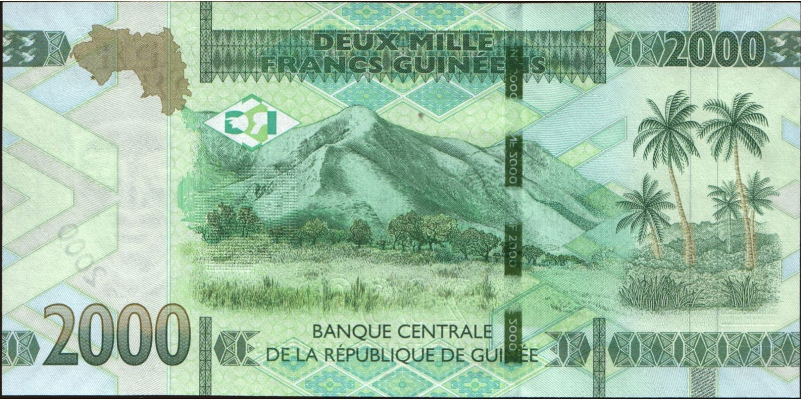 2018 franc Гвинея 2000 — Оборотная сторона