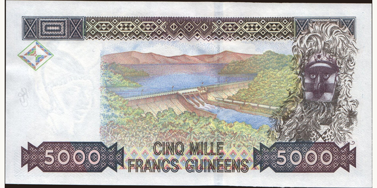 5000 franc Гвинея 1998 — Оборотная сторона