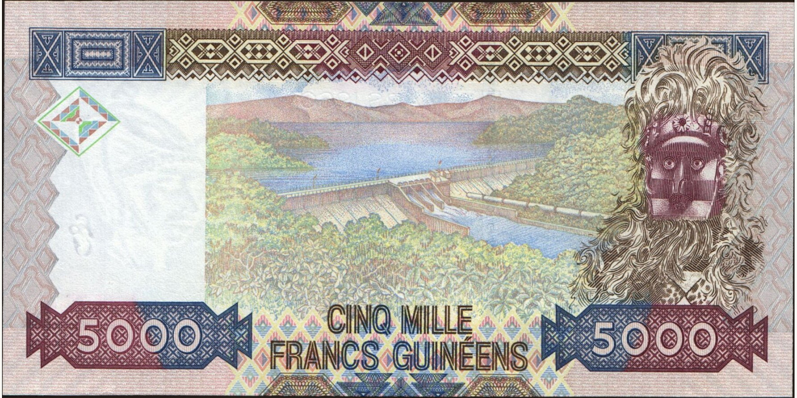 5000 franc Гвинея 2010 — Оборотная сторона