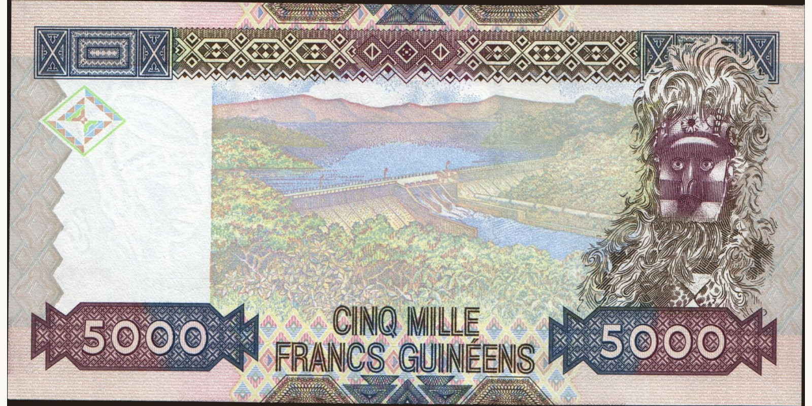 5000 franc Гвинея 2012 — Оборотная сторона