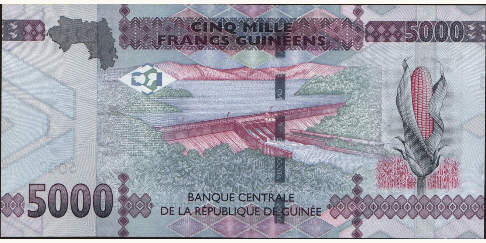 5000 franc Гвинея 2015 — Оборотная сторона