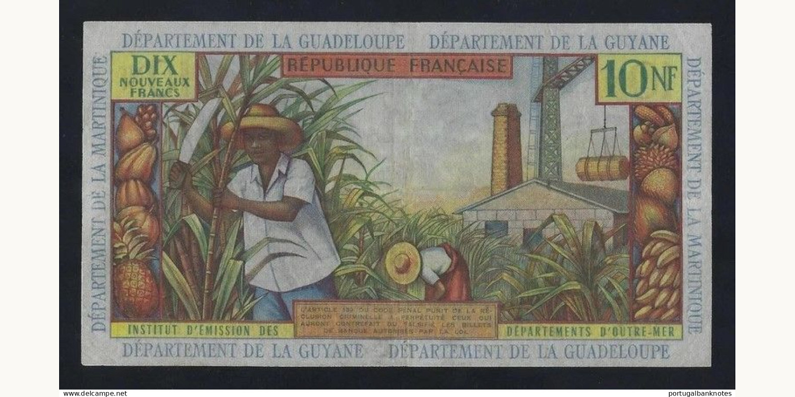 10 franc Guadeloupe 1963 — Back side