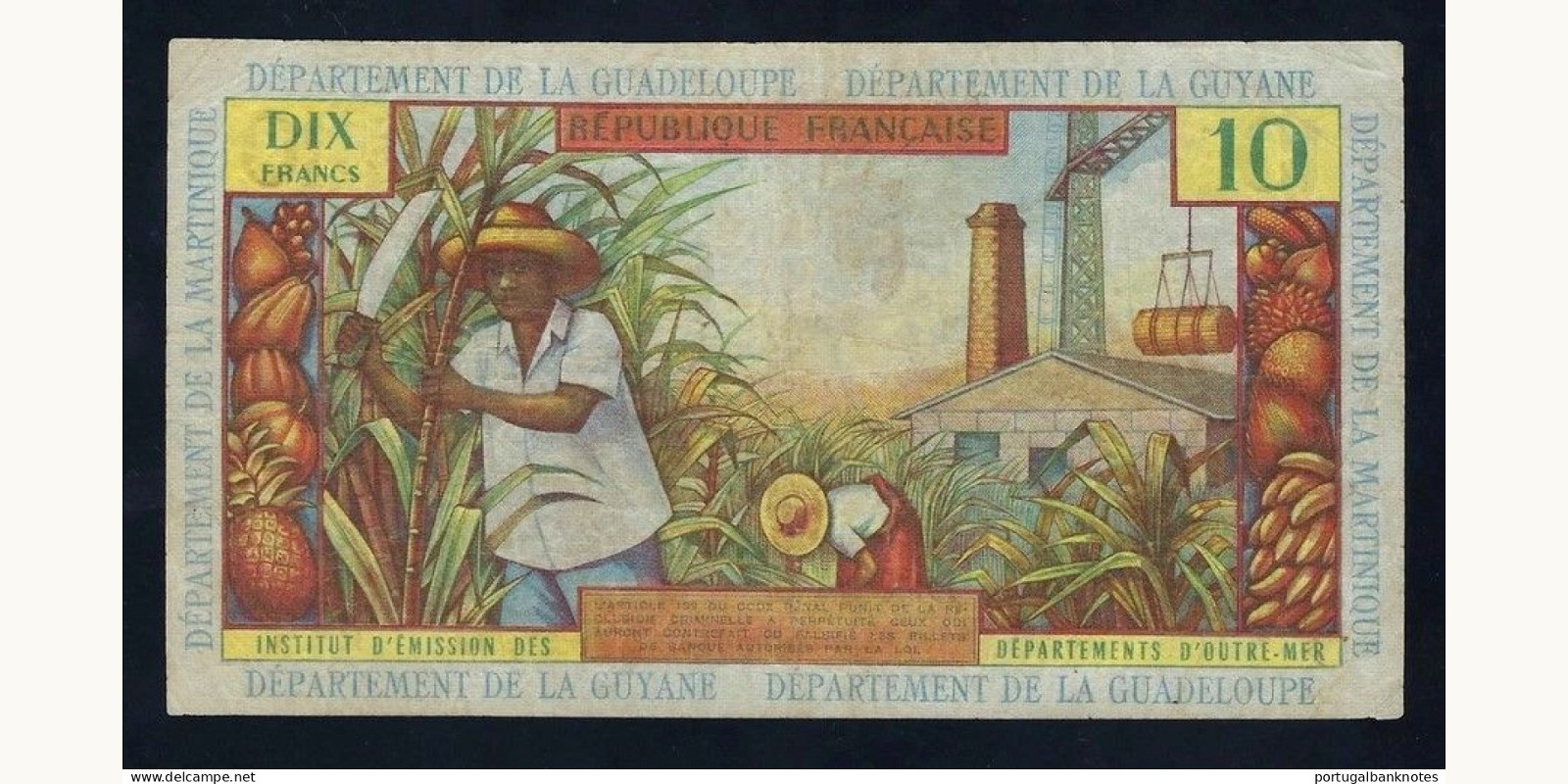 10 franc Guadeloupe 1964 — Back side