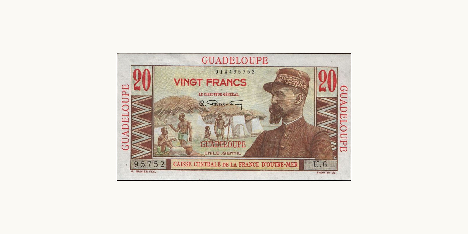 20 francs Guadeloupe 1947 — Front side