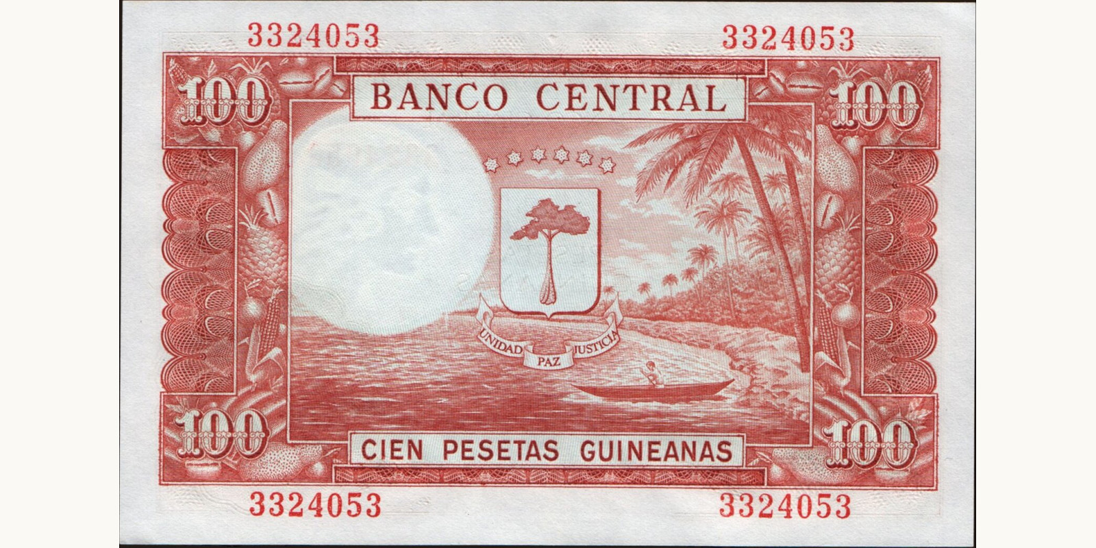 100 pesetas Экваториальная Гвинея 1969 — Оборотная сторона