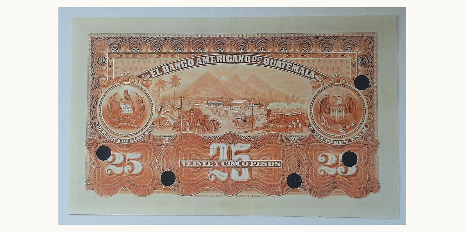25 pesos Guatemala 1918 — Back side