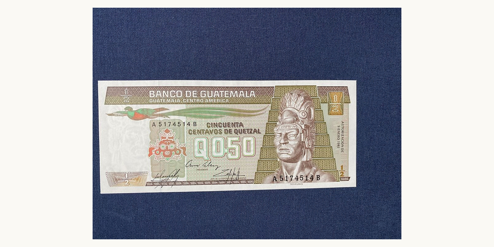 0.5 Quetzal Гватемала 1985 — Лицевая сторона