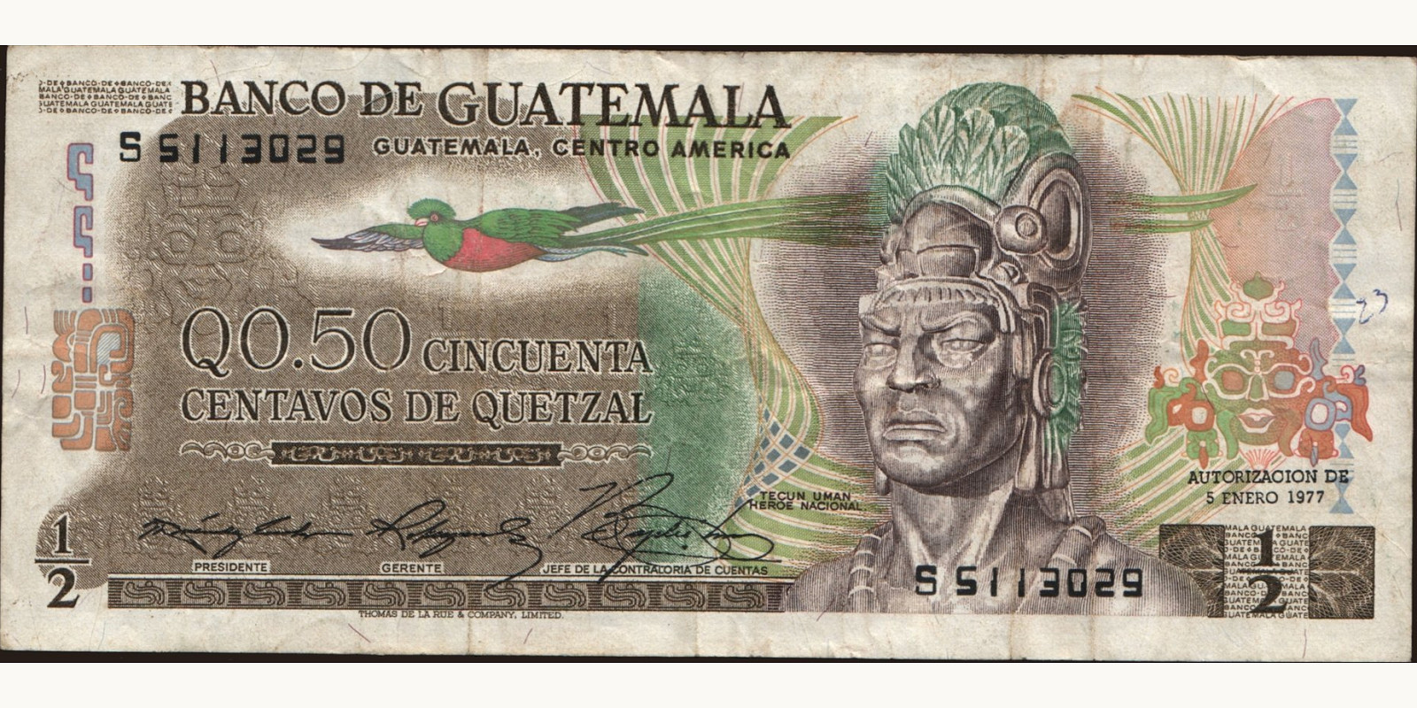 050 quetzales Гватемала 1977 — Лицевая сторона