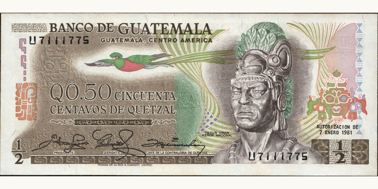 050 quetzales Гватемала 1981 — Лицевая сторона