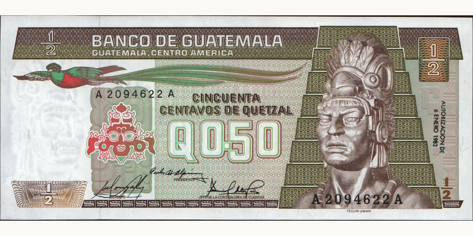 050 quetzales Guatemala 1983 — Front side