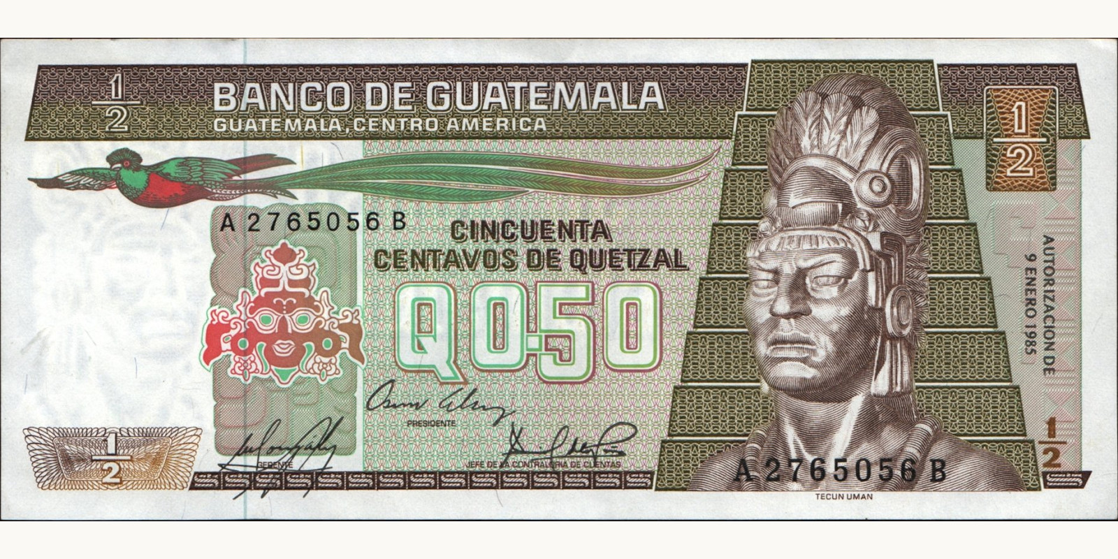 050 quetzales Гватемала 1985 — Лицевая сторона