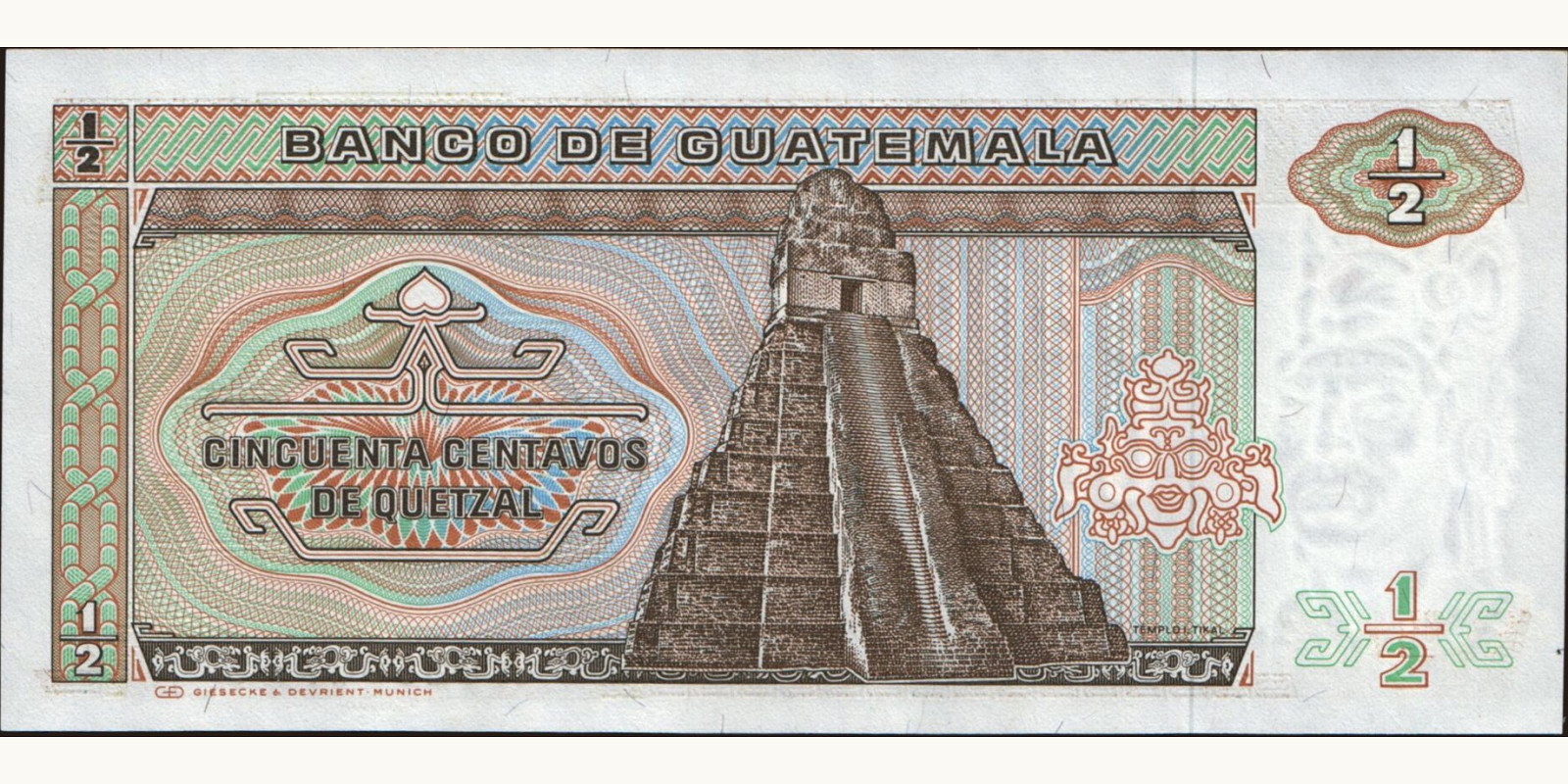050 quetzales Guatemala 1986 — Back side
